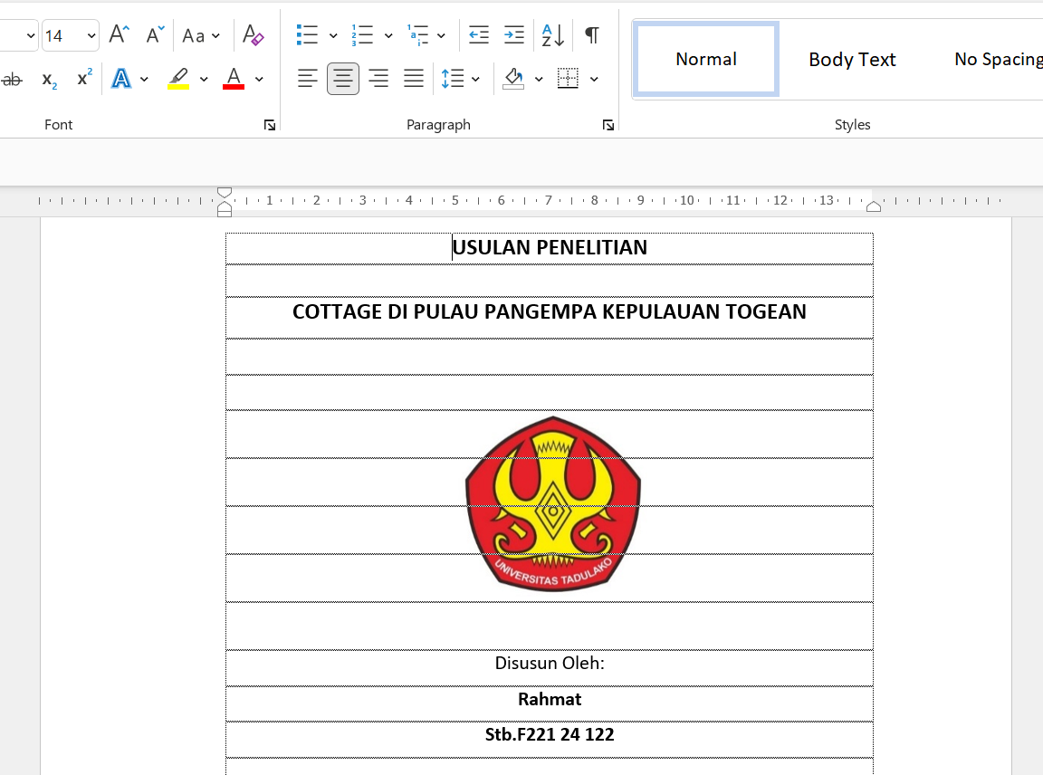 Contoh format dokumen usulan penelitian sesuai pedoman kampus